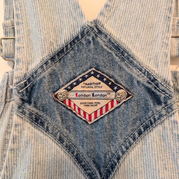 Vintage London London Womens Sz S Denim Two Tone Pinstriped One Piece Overalls - Picture 8 of 12